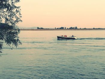 Scenic view of boats moored in sea