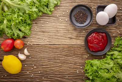 High angle view of fruits in bowl on table