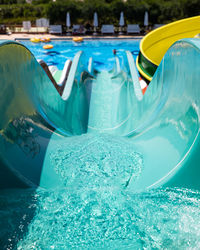 Close-up of blue water in swimming pool