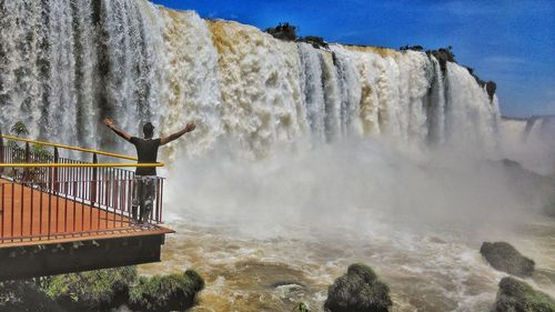 Scenic view of waterfall
