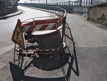 High angle view of bicycle on street
