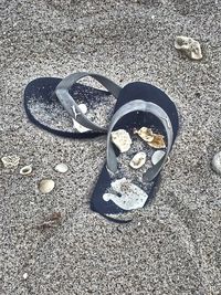 High angle view of shoes on ground