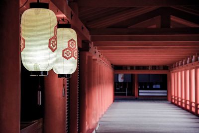 Illuminated corridor of building