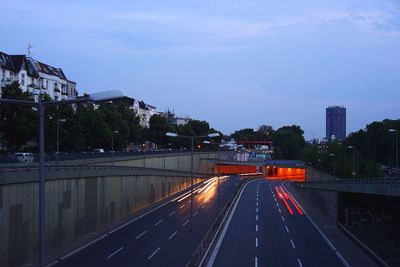 Railroad tracks in city