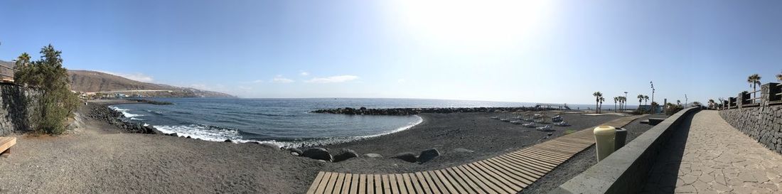 Panoramic view of beach against clear sky