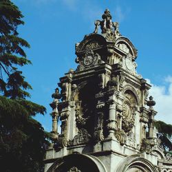 Low angle view of church against blue sky