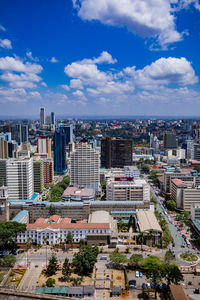 High angle view of townscape against sky