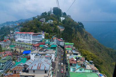 Panoramic view of buildings in city against sky