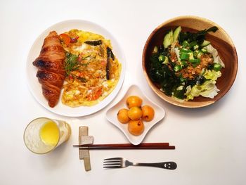 High angle view of food in plate