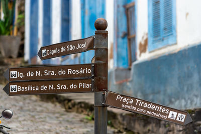 Close-up of information sign