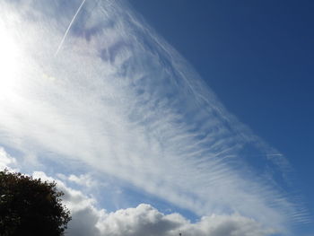 Low angle view of vapor trail in sky