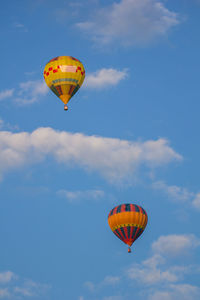 Low angle view of hot air balloon against sky