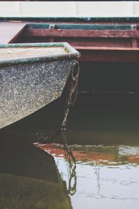 Close-up of boat in river