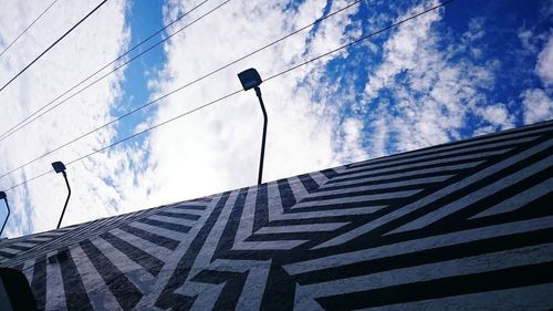 Low angle view of power lines against sky