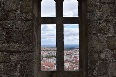 Close-up of sea seen through window