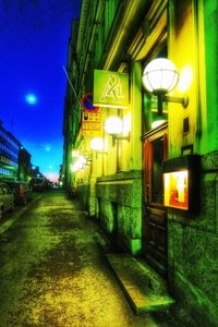 Illuminated street light at night