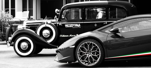 Vintage car on street in city