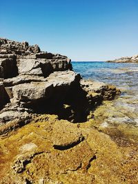 Scenic view of sea against clear sky