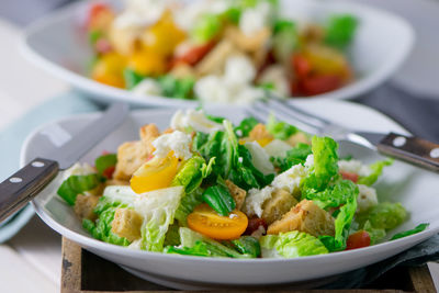 Close-up of salad served in plate