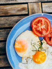 Directly above shot of breakfast on table