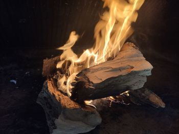 High angle view of bonfire