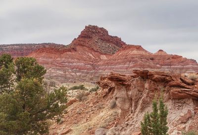 Scenic view of mountain against cloudy sky