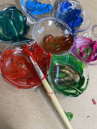 High angle view of food on table