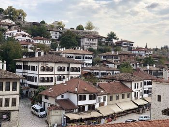 High angle view of townscape against sky safranbolu 