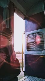 View of train through window