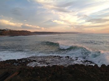 Scenic view of sea during sunset