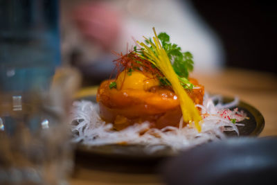 Close-up of meal served in plate