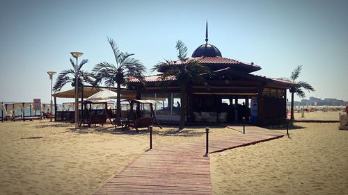 View of gazebo in front of building