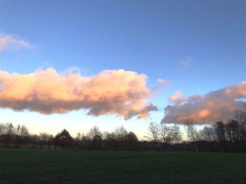 Scenic view of field against sky during sunset