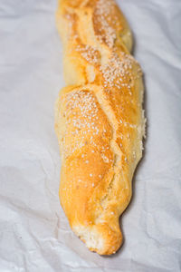 High angle view of bread on paper