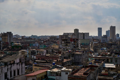 High angle view of cityscape against sky