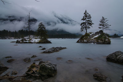 Scenic view of lake against sky