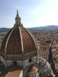 High angle view of duomo santa maria del fiore in city against sky