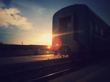 Railroad track at sunset