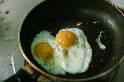 Close-up of egg in pan