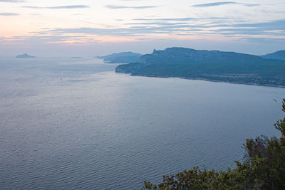 Scenic view of sea against sky during sunset