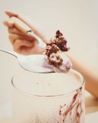 Close-up of ice cream on table