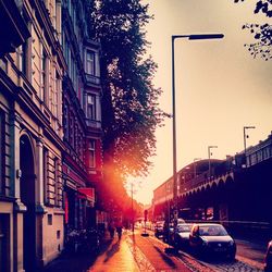 City street at sunset