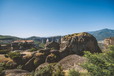 Scenic view of mountains against clear sky