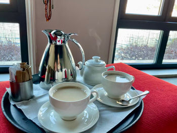 Coffee cup on table