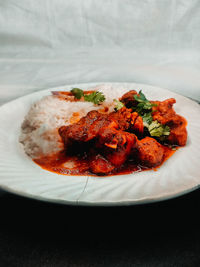 High angle view of meal served in plate