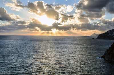 Scenic view of sea at sunset
