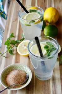 Lemonade in glass on table