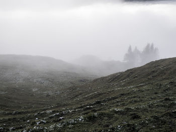 Scenic view of landscape against sky during winter