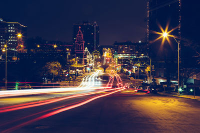 Long exposure of light trail in city