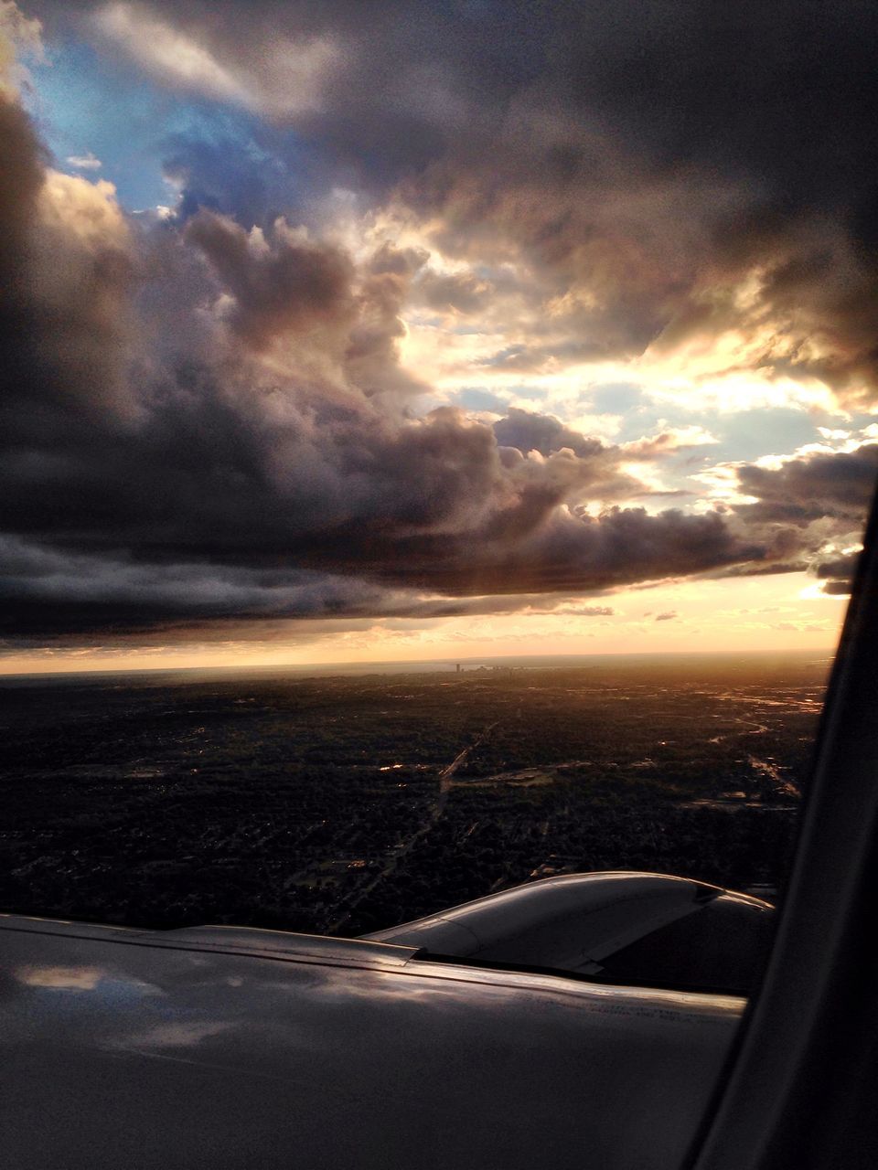 sky, aerial view, transportation, airplane, cloud - sky, sunset, scenics, mode of transport, vehicle interior, beauty in nature, air vehicle, window, landscape, aircraft wing, cloud, glass - material, transparent, nature, sea, flying